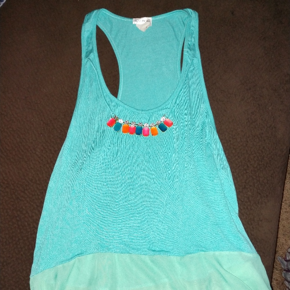 Cute teal tank top size large